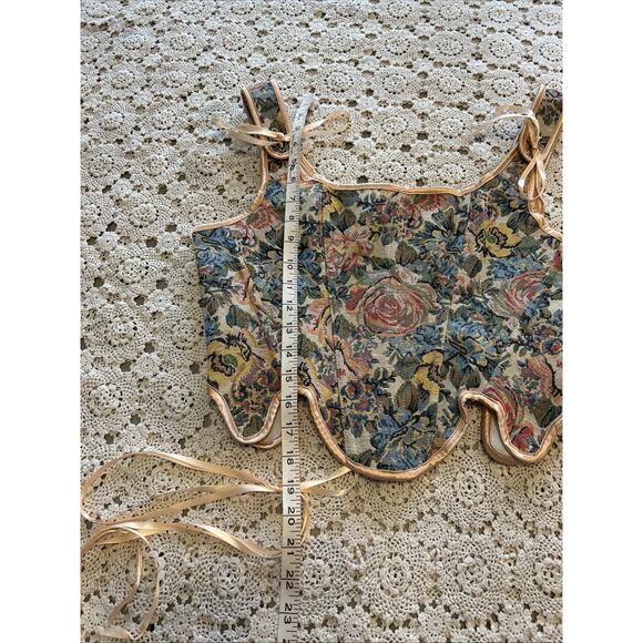 Scarlet Darkness Floral Tapestry Bustier Corset Top Sz 10 Peasant Renaissance - Picture 5 of 10